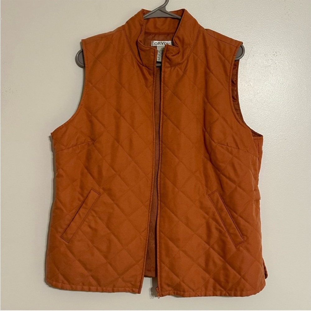 Orvis Rust Orange Fall Autumn Adjustable Sides Quilted Vest